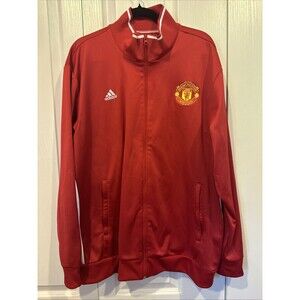 Manchester United Jacket Mens 2XL Red Full Zip Soccer Adidas